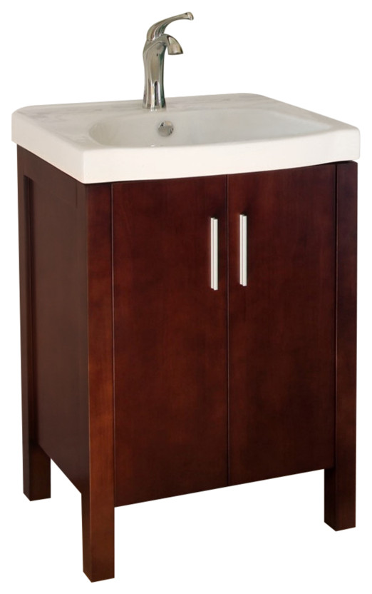 23.8" Single Sink VanityWoodDark Walnut Transitional Bathroom