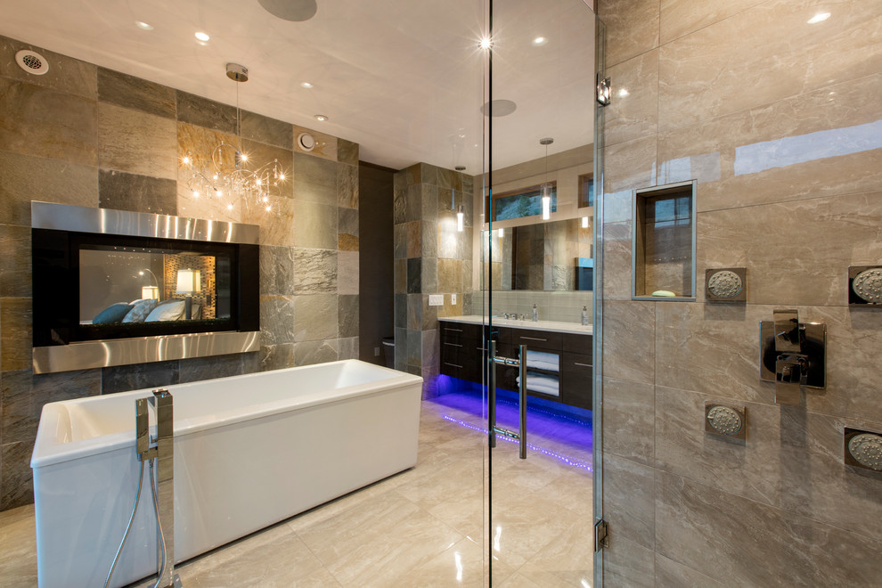 Luxury West Coast Transitional Home Transitional Bathroom