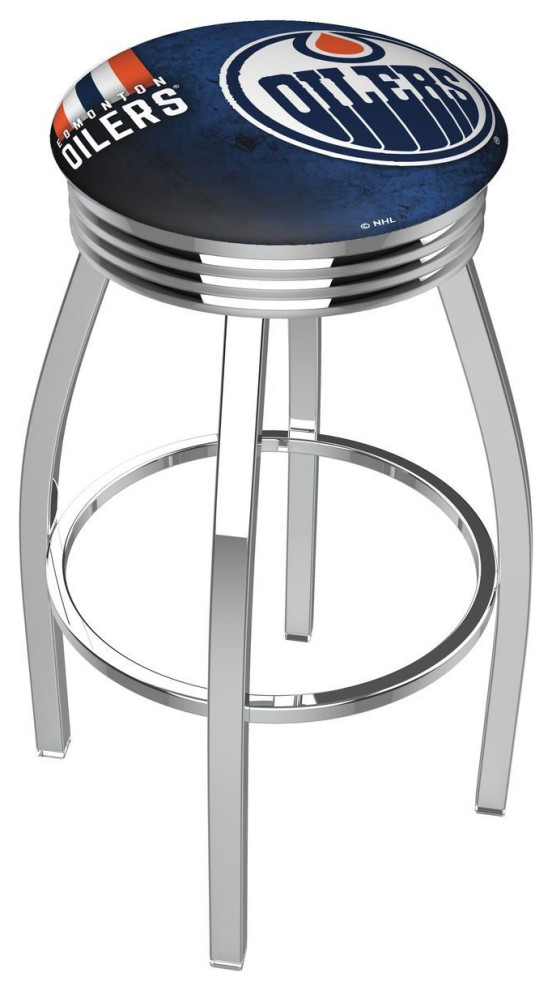 Holland L8C3C 03 Edmonton Oilers 30" Swivel Bar Stool Chrome Contemporary Bar Stools And