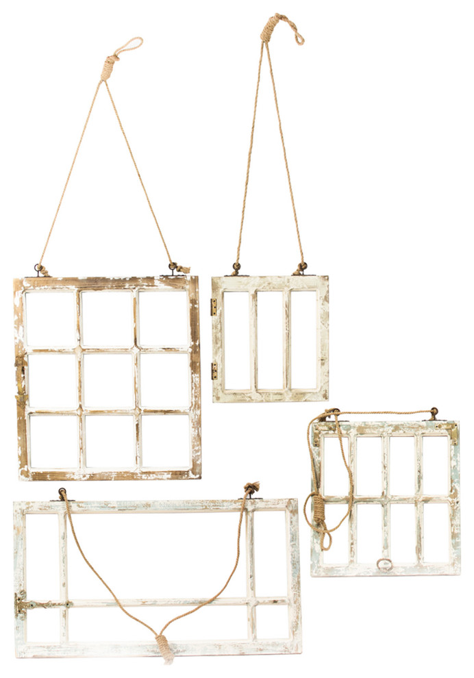 Set of 4 Window Frame Wall Art Transitional Wall Decor by Kalalou