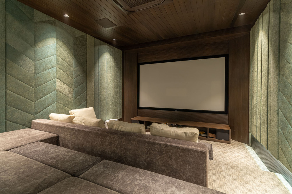 Photo of a contemporary home theatre in Ahmedabad.