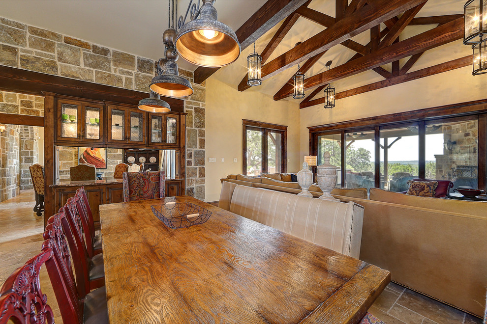 Photo of a country dining room in Austin.