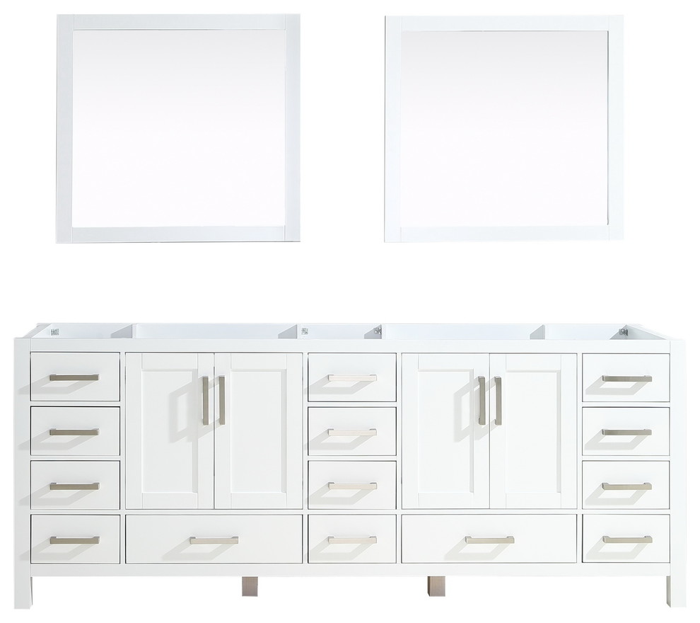 Jacques 84 White Double Vanity No Top And 34 Mirrors Modern Bathroom Vanities And Sink Consoles By Residential Baths