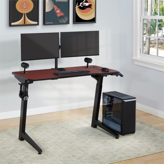 Arena 1337 Battlestation Electric Gaming Desk in Red Engineered Wood ...