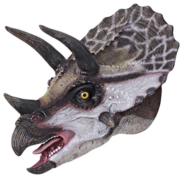 Scaled Triceratops Head Wall Trophy Contemporary Sculptures Scaled Triceratops Head Wall Trophy
