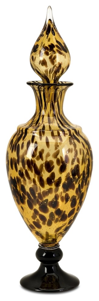 Leopard Print Large Glass Bottle With Stopper