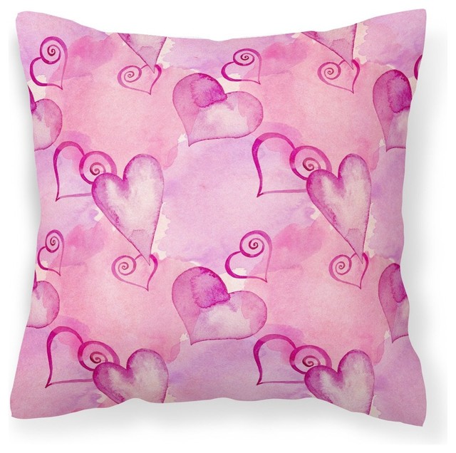 Watercolor Hot Pink Hearts Fabric Decorative Pillow Contemporary - Hot Pink Indoor Outdoor Pillows Watercolor Hot Pink Hearts Fabric Decorative Pillow Contemporary - Hot Pink Indoor Outdoor Pillows