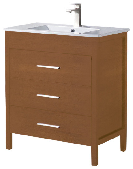 Bathroom Vanity Morris 30 With Porcelain Sink Top Chestnut Bathroom Vanity Morris 30 With Porcelain Sink Top Chestnut