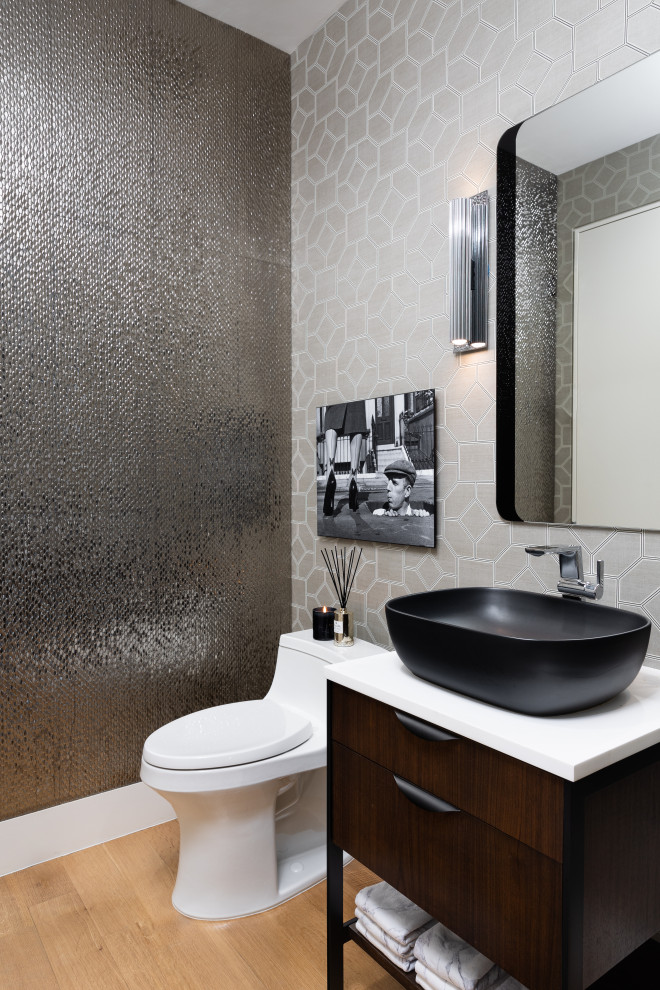 Inspiration for a transitional powder room remodel in Dallas