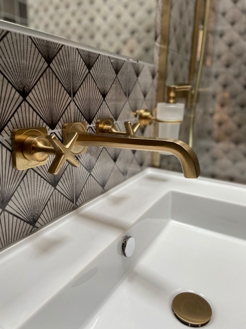 Wall Mounted Gold Taps contemporary-badrum