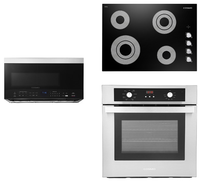 3Piece 30" Electric Cooktop 30" Over The Range Microwave 24" Wall Oven