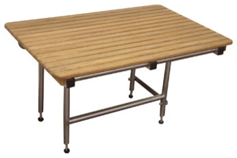 Plantation Teak Ada Wall Mounted Folding Shower Bench With Legs