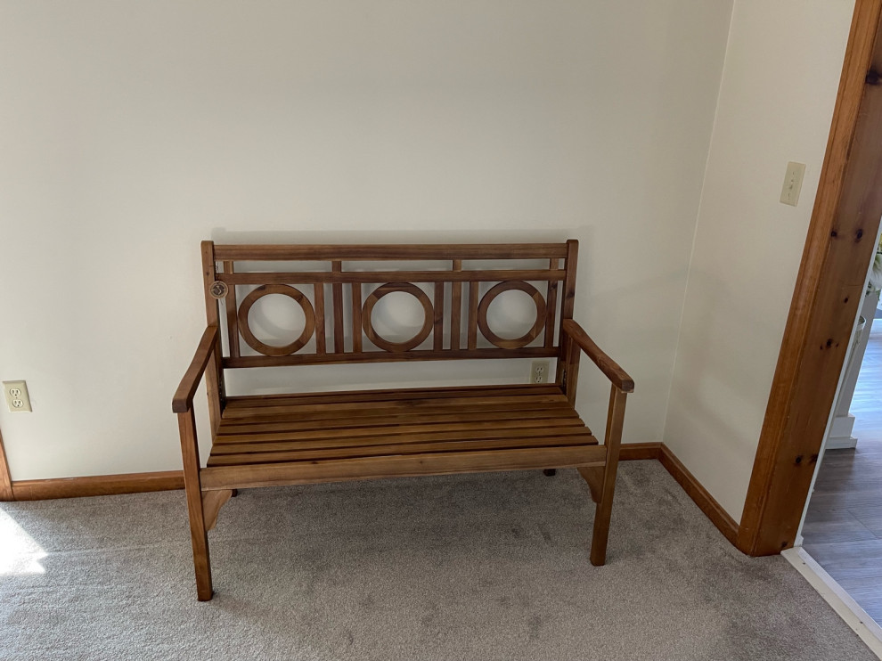 wood bench in living room