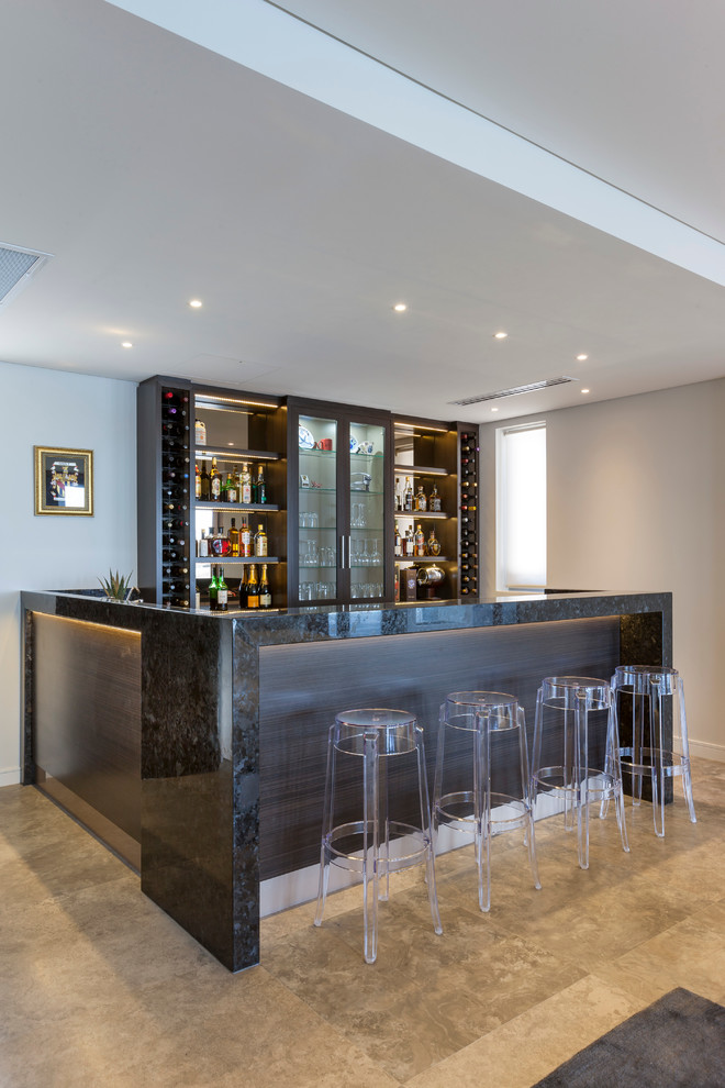 This is an example of a contemporary home bar in Perth.
