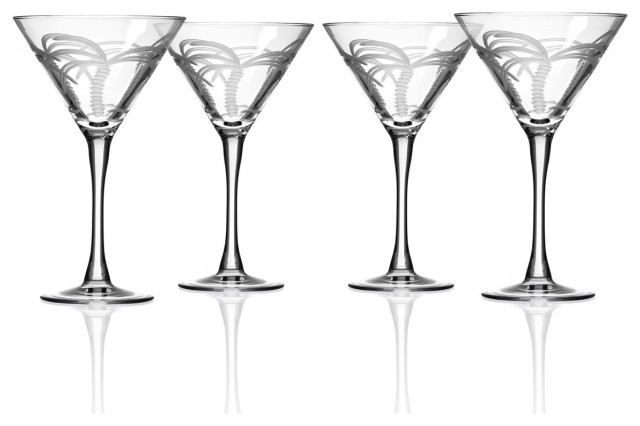 Palm Tree Martini Glass 10 Ounce, Set of 4 Glasses