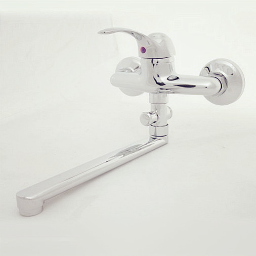 Single Handle Wall Mounted Kitchen Faucet Silver