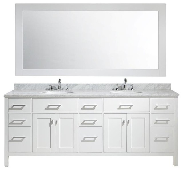 London 84 Double Sink Vanity Set White Finish