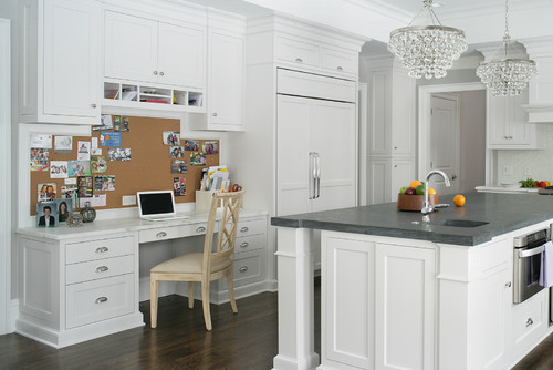 Office in Kitchen with Family Photos to Inspire and Motivate