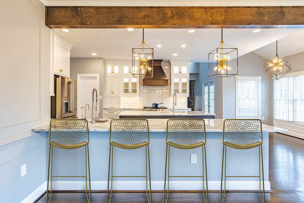 Design ideas for an expansive transitional kitchen in DC Metro.