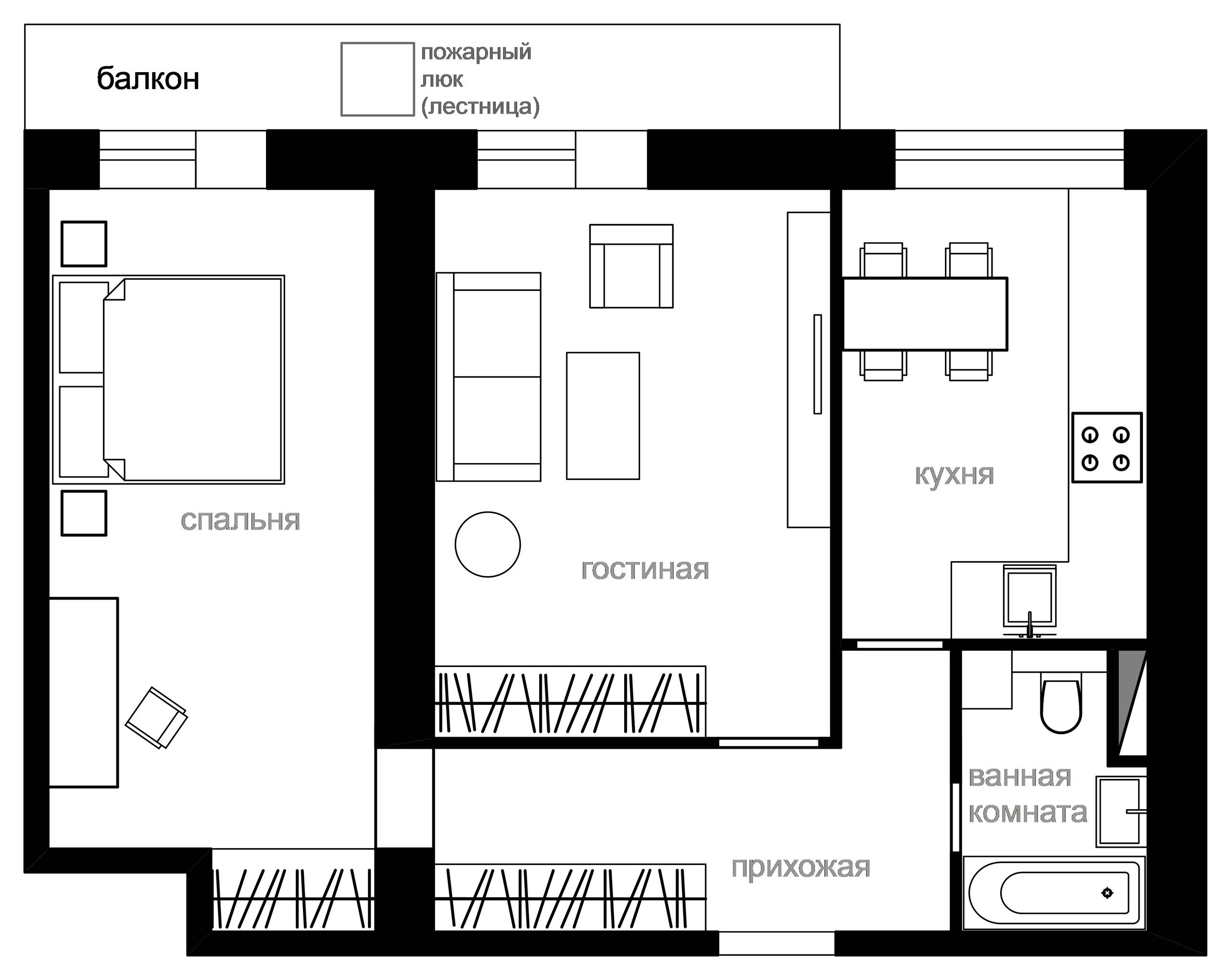 Перепланировка: Квартира в доме серии И-209А | Houzz Россия