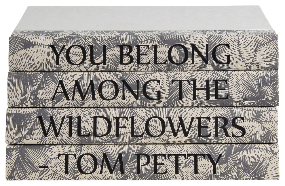 4 Piece Tom Petty Wildflowers Quote Decorative Book Set Contemporary