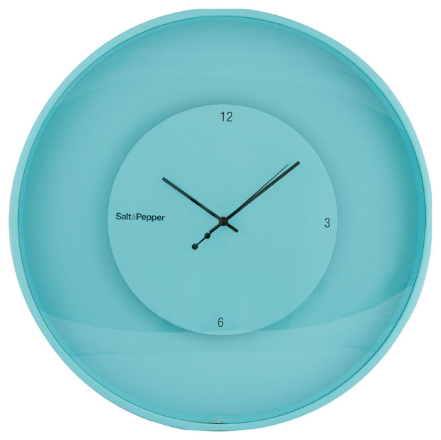 Teal Blue Round Floating Clock