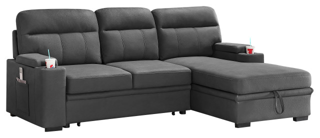 Kaden Fabric Sleeper Sectional Sofa Transitional Sofas By Lilola Home Houzz Kaden Fabric Sleeper Sectional Sofa, Kaden Fabric Sleeper Sectional Sofa With Storage Chaise And Arms