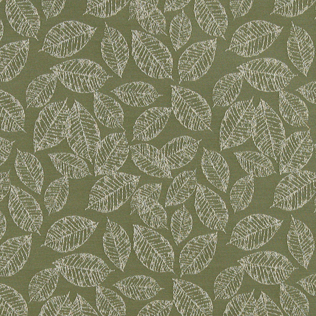 Light Green, Textured Leaves Woven Upholstery Fabric By The Yard, By