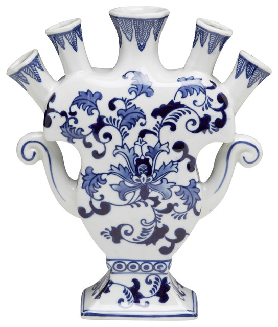 Five Finger Blue and White Vase Asian Vases by Orchard Creek Designs Houzz