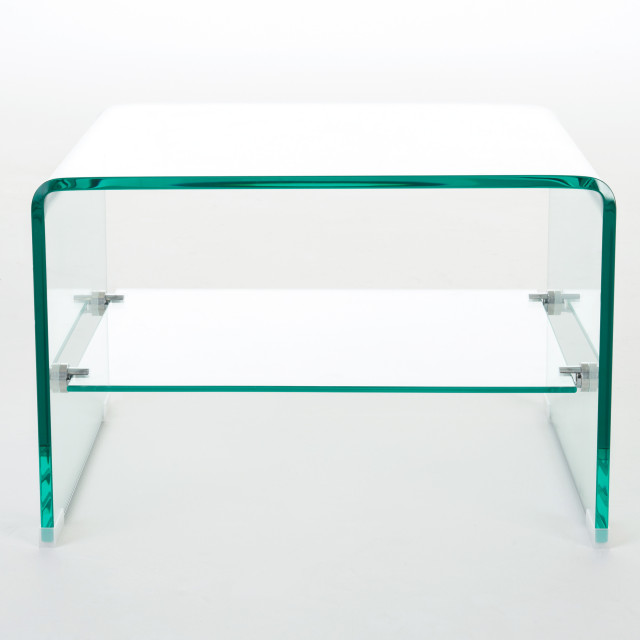 GDF Studio Classon Transparent Glass End Table With Shelf