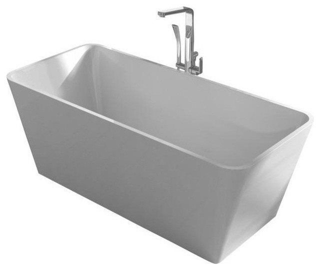 ADM Rectangular Freestanding Bathtub, White, 62.2" Contemporary