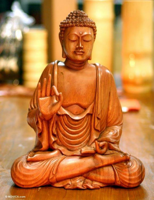 NOVICA Buddha And Wood Statuette