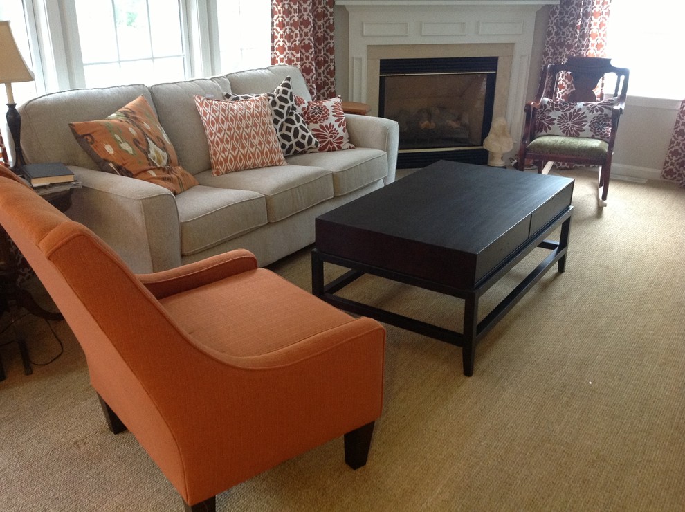 This is an example of a transitional living room in Portland Maine.
