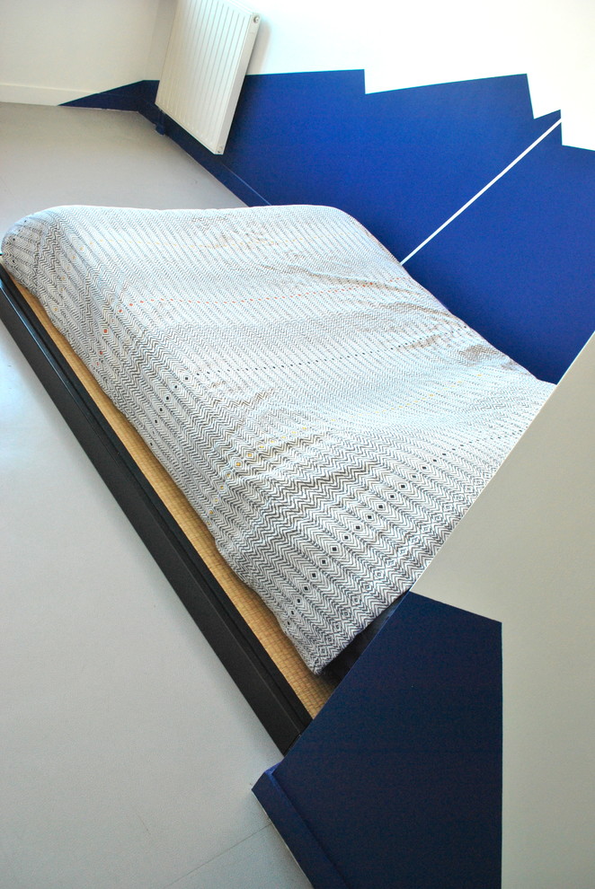 Fresque murale géométrique, tête de lit.