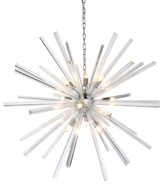 Stella Starburst Polished Nickel Large Sputnik Chandelier, 46" Wide