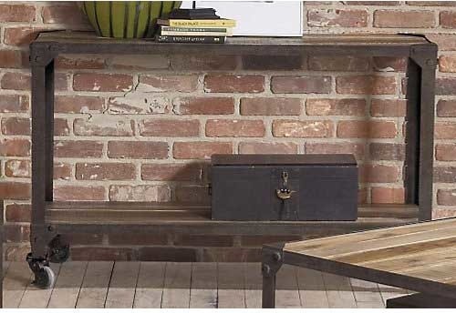 Largo Industrial Age Sofa Table with Casters