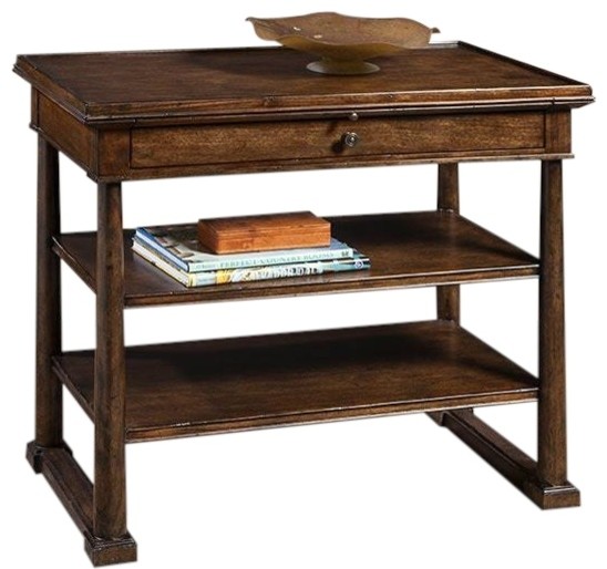 Tier Table Port Eliot French Reverse Taper Legs Walnut Drawer