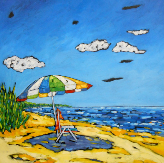 Beach Umbrella Oil Painting On Canvas 36 X Style Beach Umbrella Oil Painting On Canvas 36 X