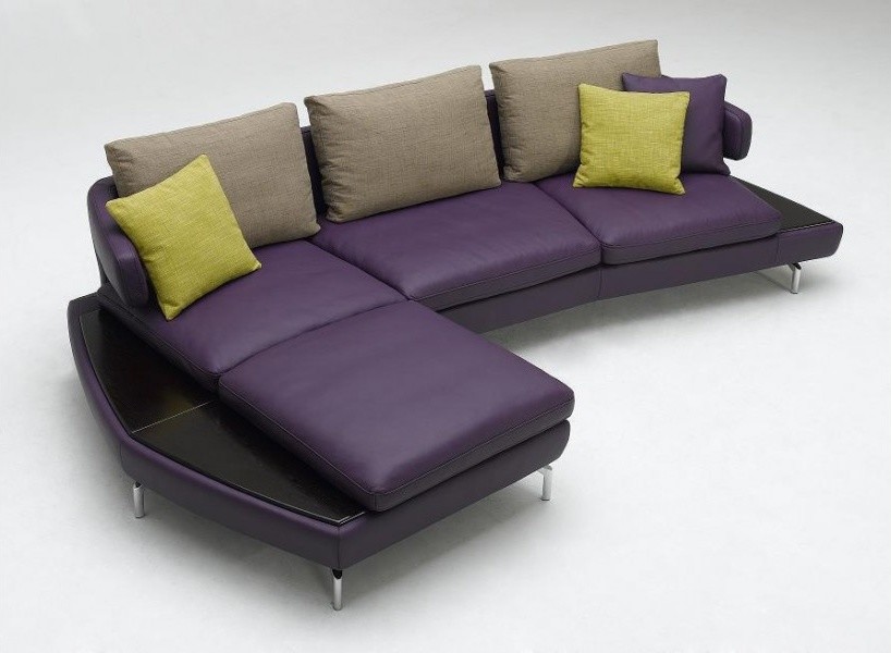 Modern Purple Violet Leather Sectional, Purple Leather Sectional Sofa
