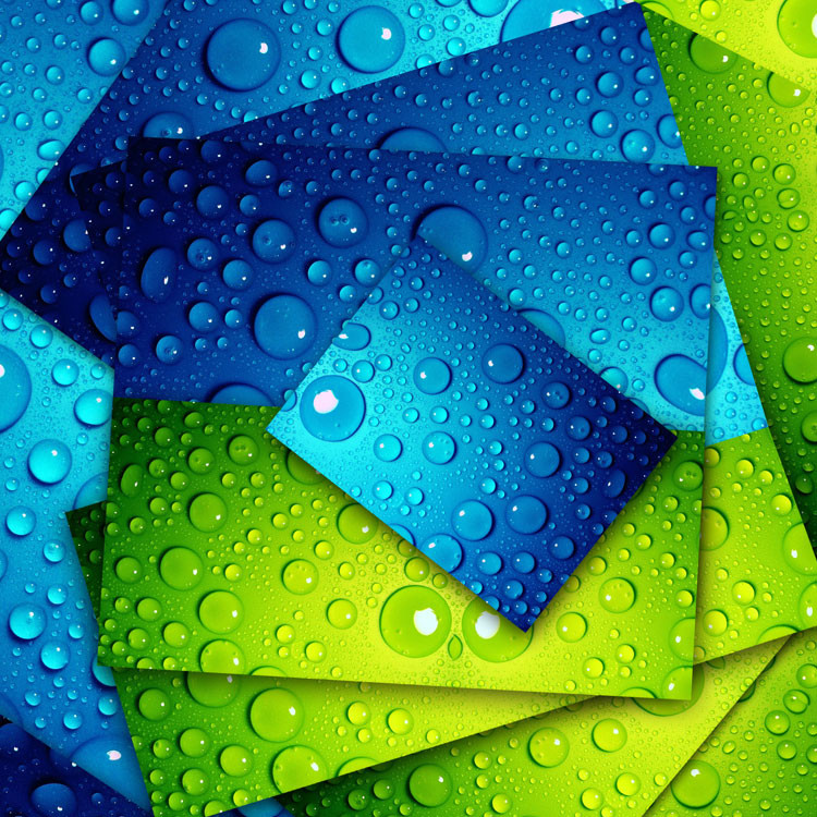 RainDrop Upon Blue And Green Glasses Custom Canvas Prints