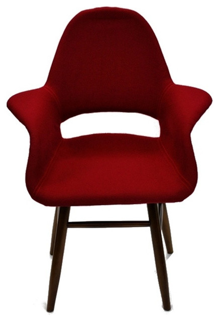 Mid Century Style Dining Chair in Red Fabric
