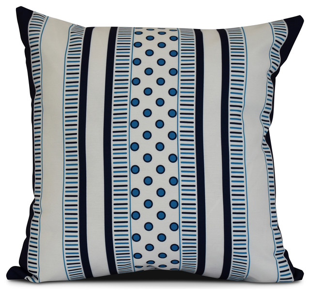 18x18", Stripie, Comb Dot Outdoor Pillow, Blue