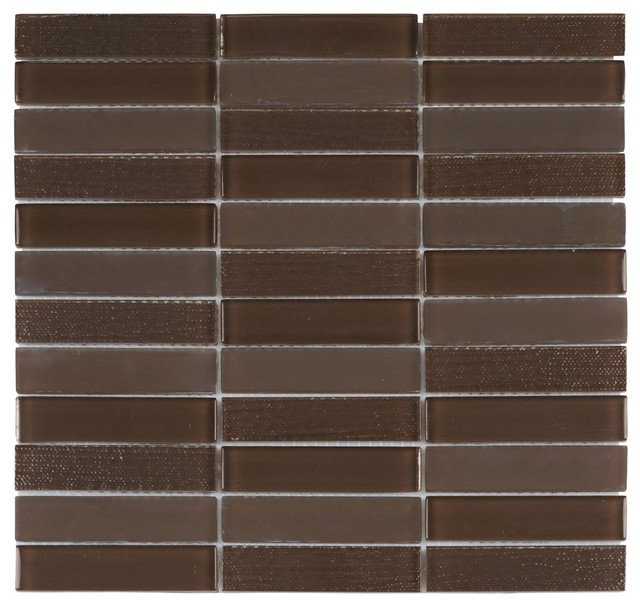 Brown Glass Mosaic Tile Texture Matte Stack Wall Backsplash