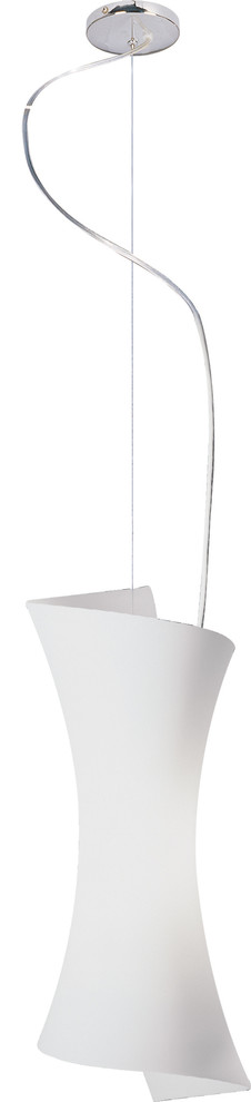 Conico-Single Pendant, Satin Nickel, 8.5"x21", Opal White