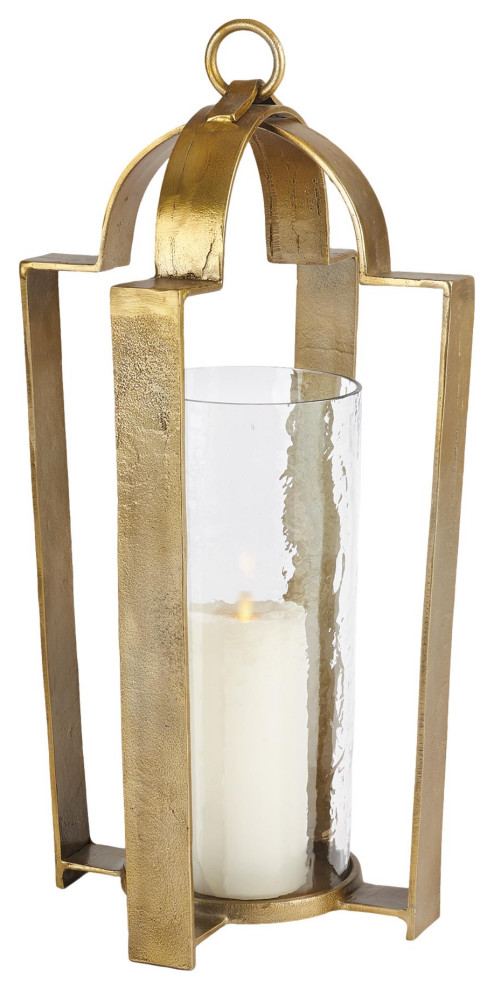 Contemporary Classic Gold Bronze Hurricane Candle Lantern Pillar 25 In Large Transitional 8317