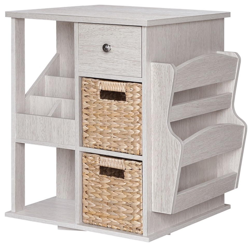 Gallerie Decor All-In-One Transitional Wood Revolving Side Table in ...