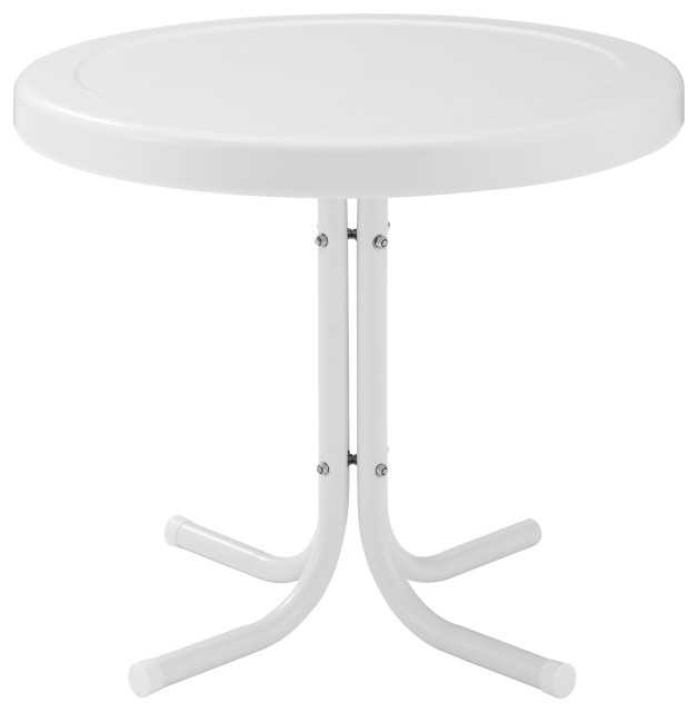 Retro Metal Side Table Alabaster White