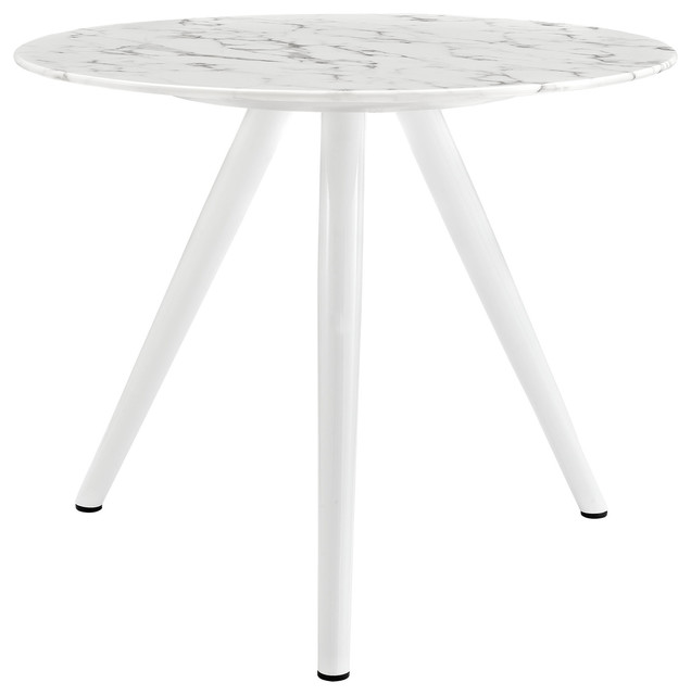 Lippa 36 Round Artificial Marble Dining Table With Tripod Base White
