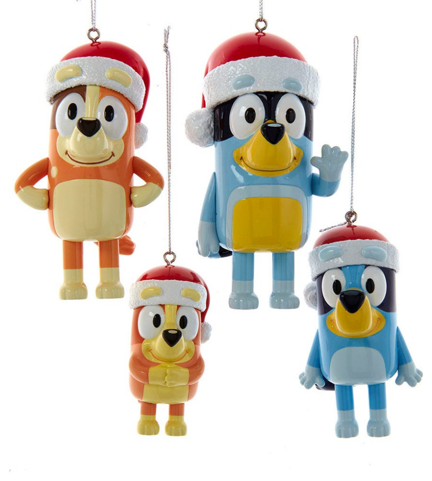 Kurt Adler Bluey Weihnachtsornament – 8,4 Cm, Mit Weihnachtsmannmütze, Offiziell Lizenziert
