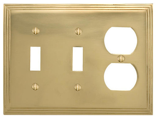 Deco Design Solid Brass Double Toggle and Outlet Plate